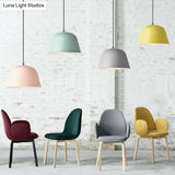 Macaron Single-Bulb Pendant Light With Pink/Grey/Green Bowl Shade Iron Finish | 10/12.5 Width