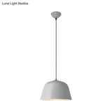 Macaron Single-Bulb Pendant Light With Pink/Grey/Green Bowl Shade Iron Finish | 10/12.5 Width