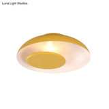 Macaron Single Iron Flush Mount Ceiling Light With Colorful Wide Bowl Design And Cover -