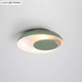 Macaron Single Iron Flush Mount Ceiling Light With Colorful Wide Bowl Design And Cover -