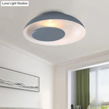 Macaron Single Iron Flush Mount Ceiling Light With Colorful Wide Bowl Design And Cover -