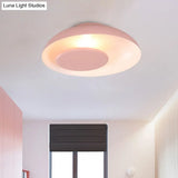 Macaron Single Iron Flush Mount Ceiling Light With Colorful Wide Bowl Design And Cover -