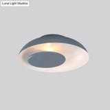 Macaron Single Iron Flush Mount Ceiling Light With Colorful Wide Bowl Design And Cover -