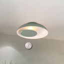 Macaron Single Iron Flush Mount Ceiling Light With Colorful Wide Bowl Design And Cover -