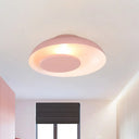 Macaron Single Iron Flush Mount Ceiling Light With Colorful Wide Bowl Design And Cover -