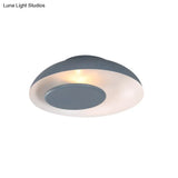 Macaron Single Iron Flush Mount Ceiling Light With Colorful Wide Bowl Design And Cover -