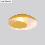 Macaron Single Iron Flush Mount Ceiling Light With Colorful Wide Bowl Design And Cover -