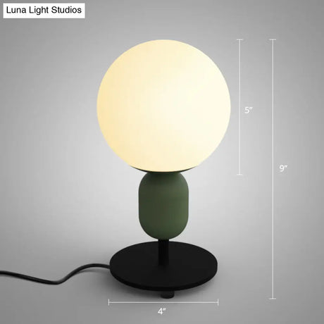 Macaron Spherical Night Lamp - White Glass Table Light For Childrens Bedroom