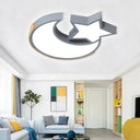 Macaron Star Moon Led Ceiling Mount Light In Nordic Style Grey/Blue/Green - Ideal For Bedrooms Grey