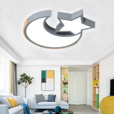 Macaron Star Moon Led Ceiling Mount Light In Nordic Style Grey/Blue/Green - Ideal For Bedrooms Grey