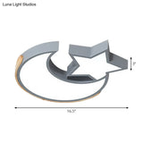 Macaron Star Moon Led Ceiling Mount Light In Nordic Style Grey/Blue/Green - Ideal For Bedrooms
