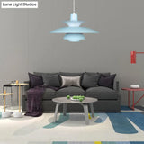 Macaron Style Aluminum Pendant Light With Flared Shade - 3 Layers 1 Black/Gray 12’/16’ Wide