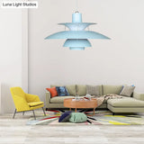 Macaron Style Aluminum Pendant Light With Flared Shade - 3 Layers 1 Black/Gray 12’/16’ Wide