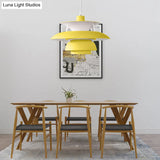 Macaron Style Aluminum Pendant Light With Flared Shade - 3 Layers 1 Black/Gray 12’/16’ Wide