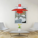 Macaron Style Aluminum Pendant Light With Flared Shade - 3 Layers 1 Black/Gray 12’/16’ Wide Red
