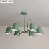 Macaron Style Candy-Colored Chandelier - Foyer Kindergarten Pendant Light With 6 Metal Lights