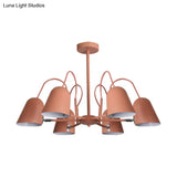 Macaron Style Candy-Colored Chandelier - Foyer Kindergarten Pendant Light With 6 Metal Lights