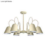 Macaron Style Candy-Colored Chandelier - Foyer Kindergarten Pendant Light With 6 Metal Lights