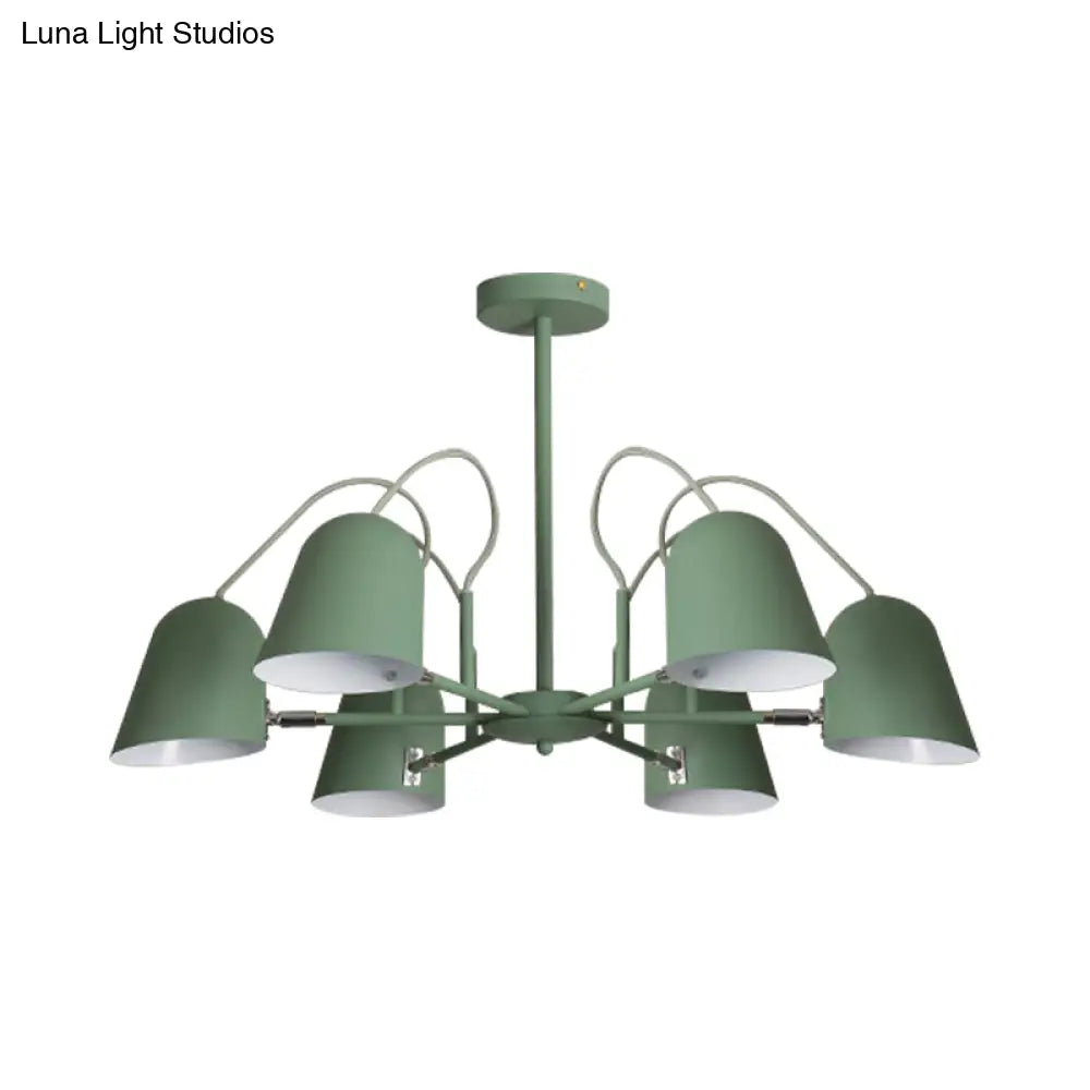 Macaron Style Candy-Colored Chandelier - Foyer Kindergarten Pendant Light With 6 Metal Lights