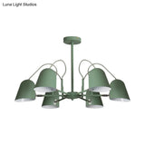 Macaron Style Candy-Colored Chandelier - Foyer Kindergarten Pendant Light With 6 Metal Lights