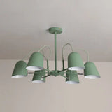 Macaron Style Candy-Colored Chandelier - Foyer Kindergarten Pendant Light With 6 Metal Lights Green