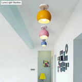 Macaron Style Ceiling Light - Rotatable Sphere Shade Metal Flush Mount For Hallway