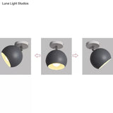 Macaron Style Ceiling Light - Rotatable Sphere Shade Metal Flush Mount For Hallway