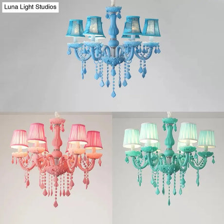 Macaron Style Crystal Deco Glass Hanging Light For Kindergarten