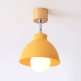 Macaron Style Dome Ceiling Light - Metal Rotatable Semi Flush Grey/White For Bedroom Yellow