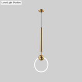 Macaron Style Flute & Ring Pendant Light For Bedroom Metal 1 Head - Hang In