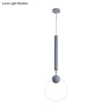 Macaron Style Flute & Ring Pendant Light For Bedroom Metal 1 Head - Hang In