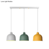 Macaron Style Metal Pendant Light For Dining Room - Single Head Bowl Shape Hanging Lamp