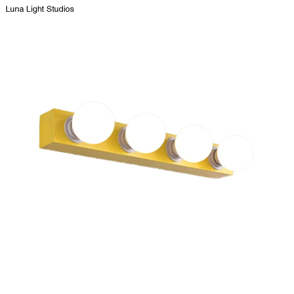 Macaron Style Metallic Vanity Light Fixture - Pink/Yellow 3/4 Lights For Bedroom Wall Lighting
