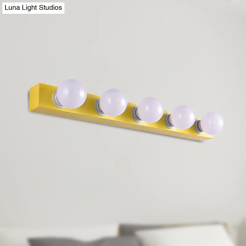 Macaron Style Metallic Vanity Light Fixture - Pink/Yellow 3/4 Lights For Bedroom Wall Lighting