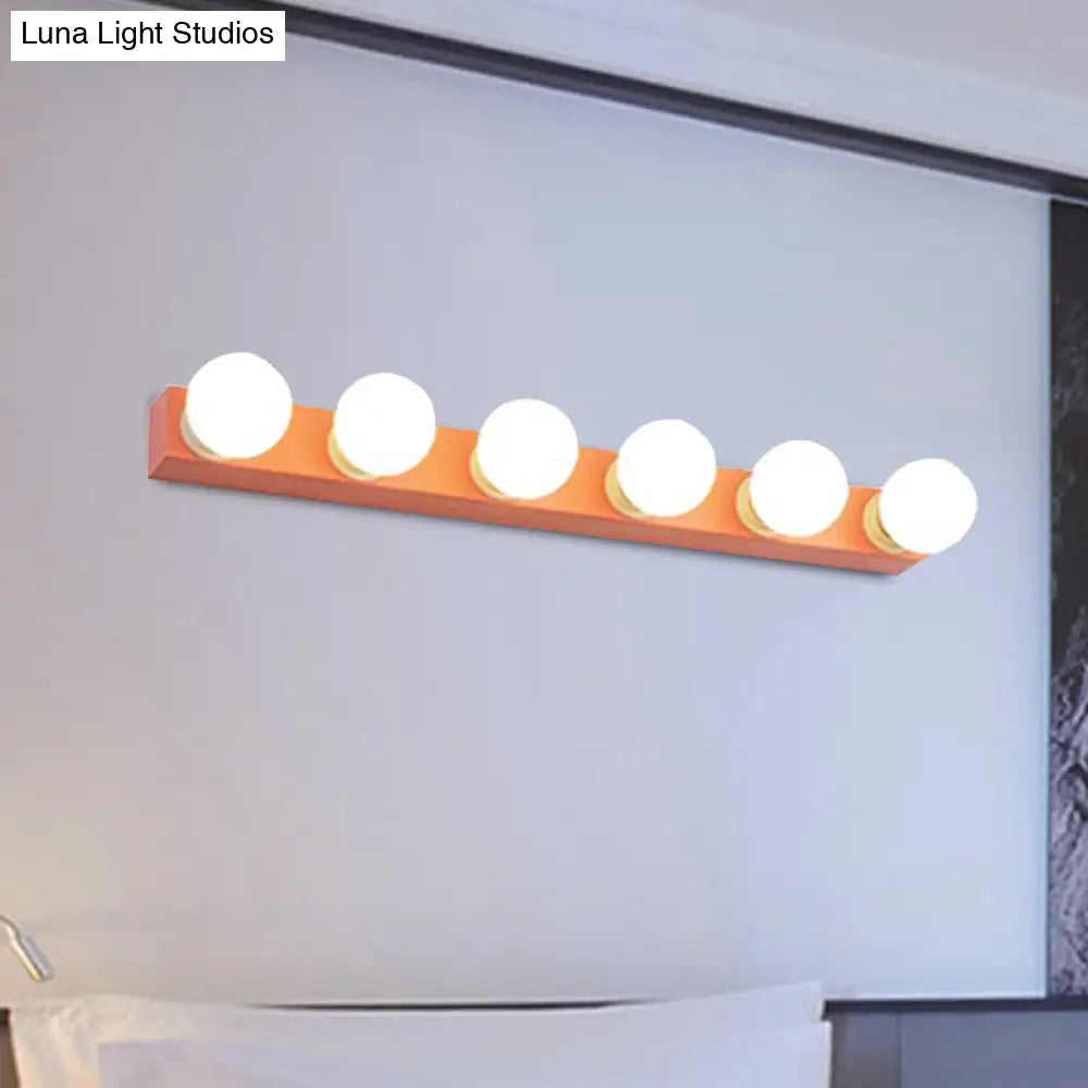 Macaron Style Metallic Vanity Light Fixture - Pink/Yellow 3/4 Lights For Bedroom Wall Lighting