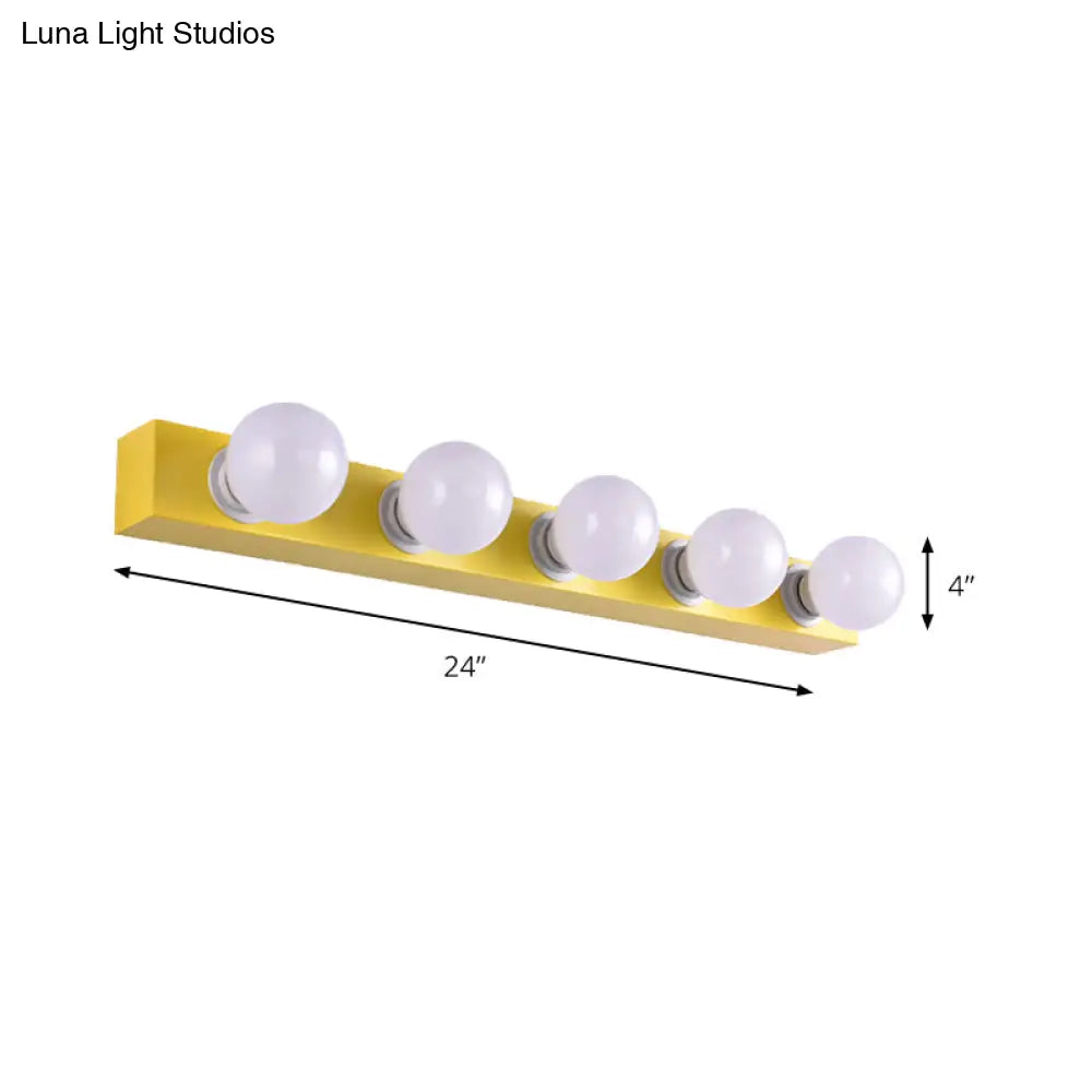Macaron Style Metallic Vanity Light Fixture - Pink/Yellow 3/4 Lights For Bedroom Wall Lighting