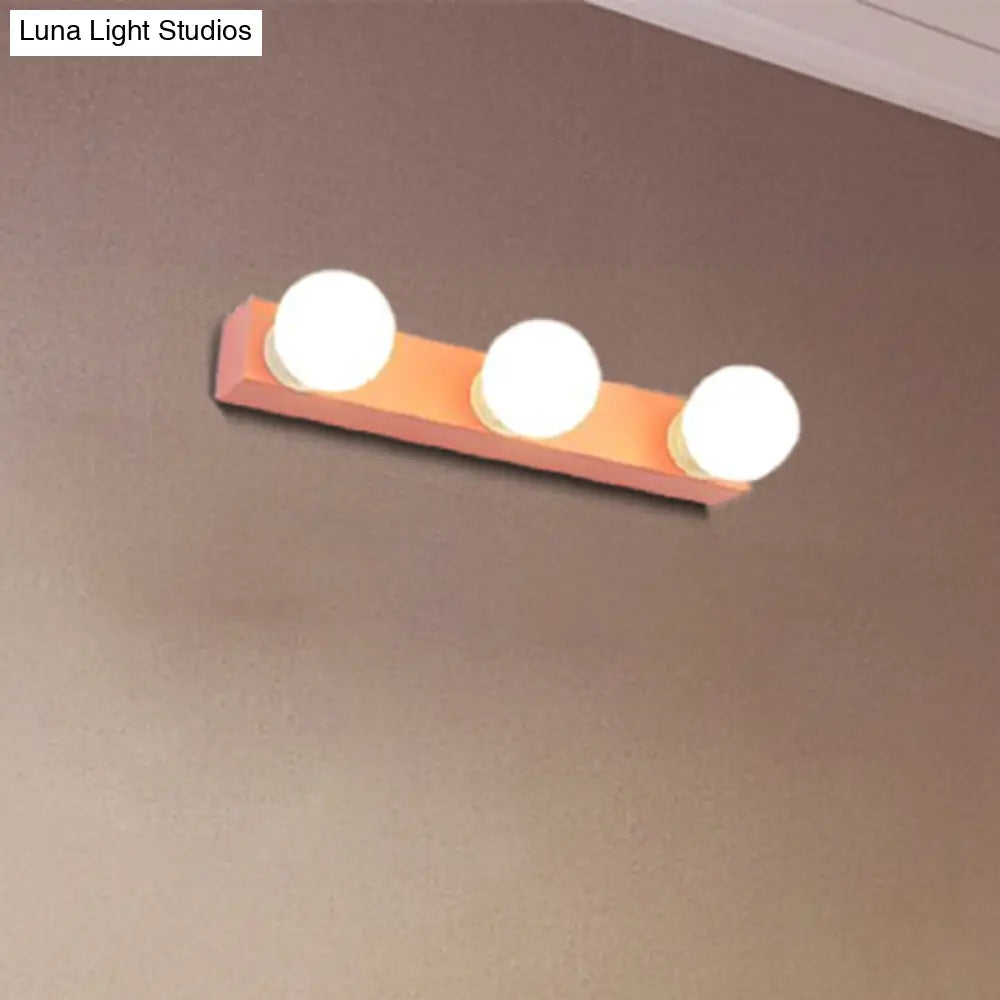 Macaron Style Metallic Vanity Light Fixture - Pink/Yellow 3/4 Lights For Bedroom Wall Lighting