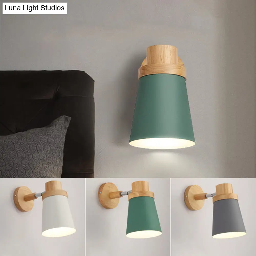 Macaron Style Rotatable Shade Wall Mounted Reading Light - 1-Light Metal Lamp For Bedroom