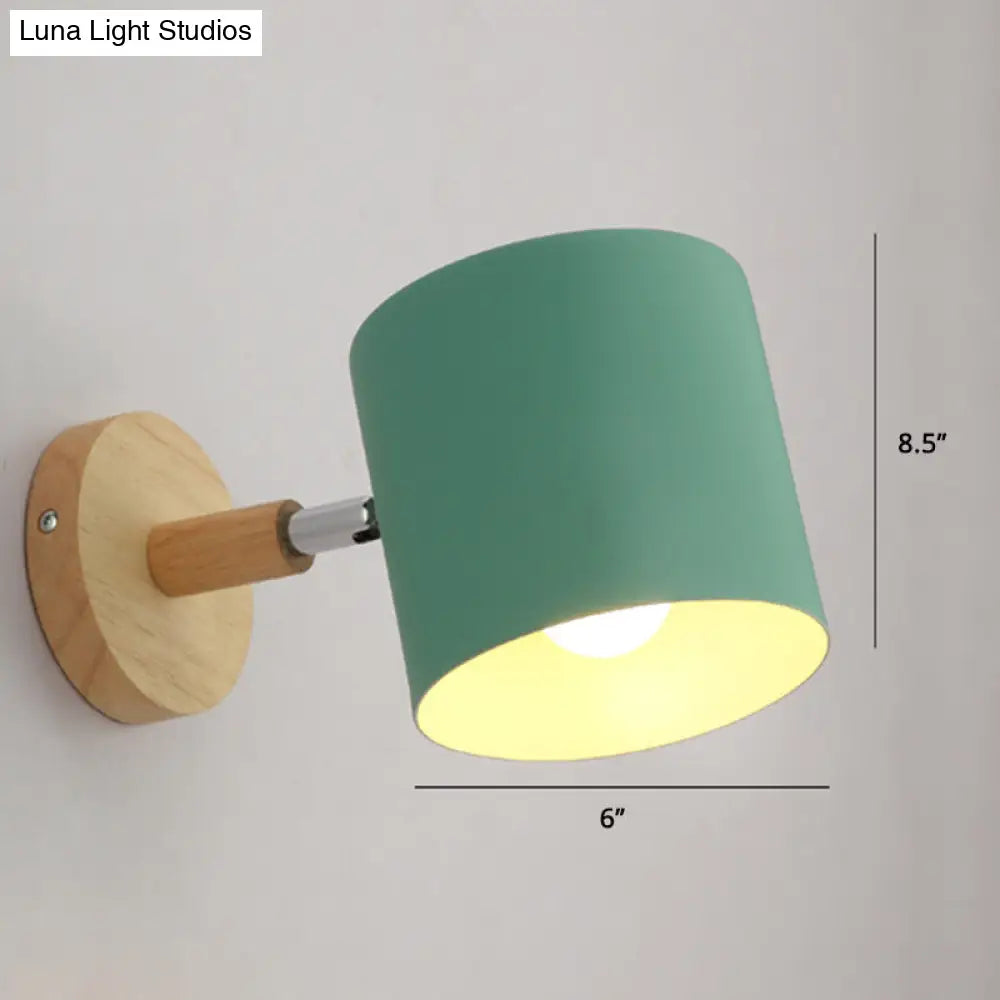 Macaron Style Rotatable Shade Wall Mounted Reading Light - 1-Light Metal Lamp For Bedroom