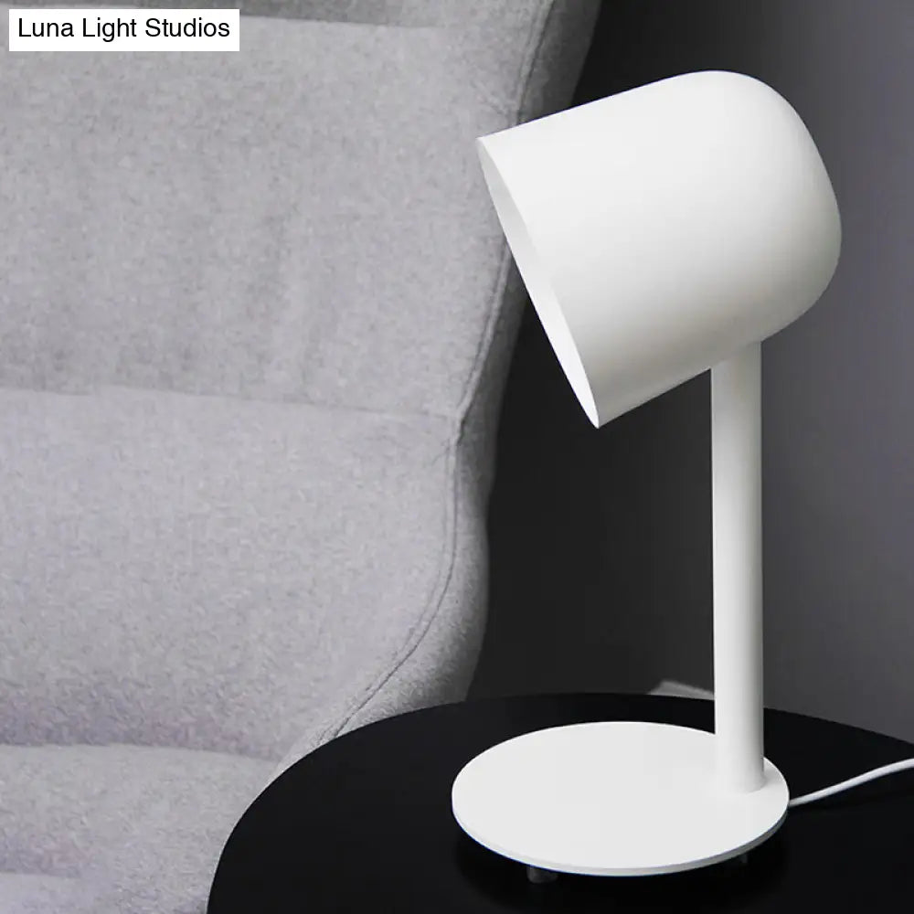 Macaron Style Study Room Desk Lamp - Dome Metallic Shade Gray/White Lighting With 1 Light