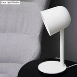 Macaron Style Study Room Desk Lamp - Dome Metallic Shade Gray/White Lighting With 1 Light