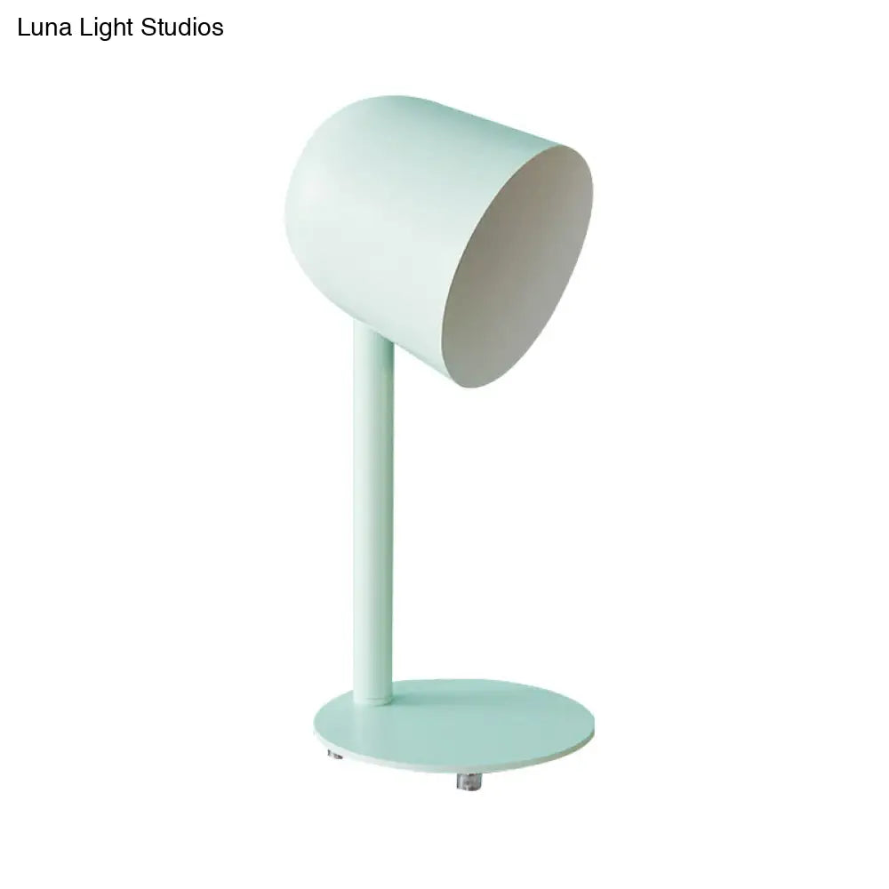 Macaron Style Study Room Desk Lamp - Dome Metallic Shade Gray/White Lighting With 1 Light