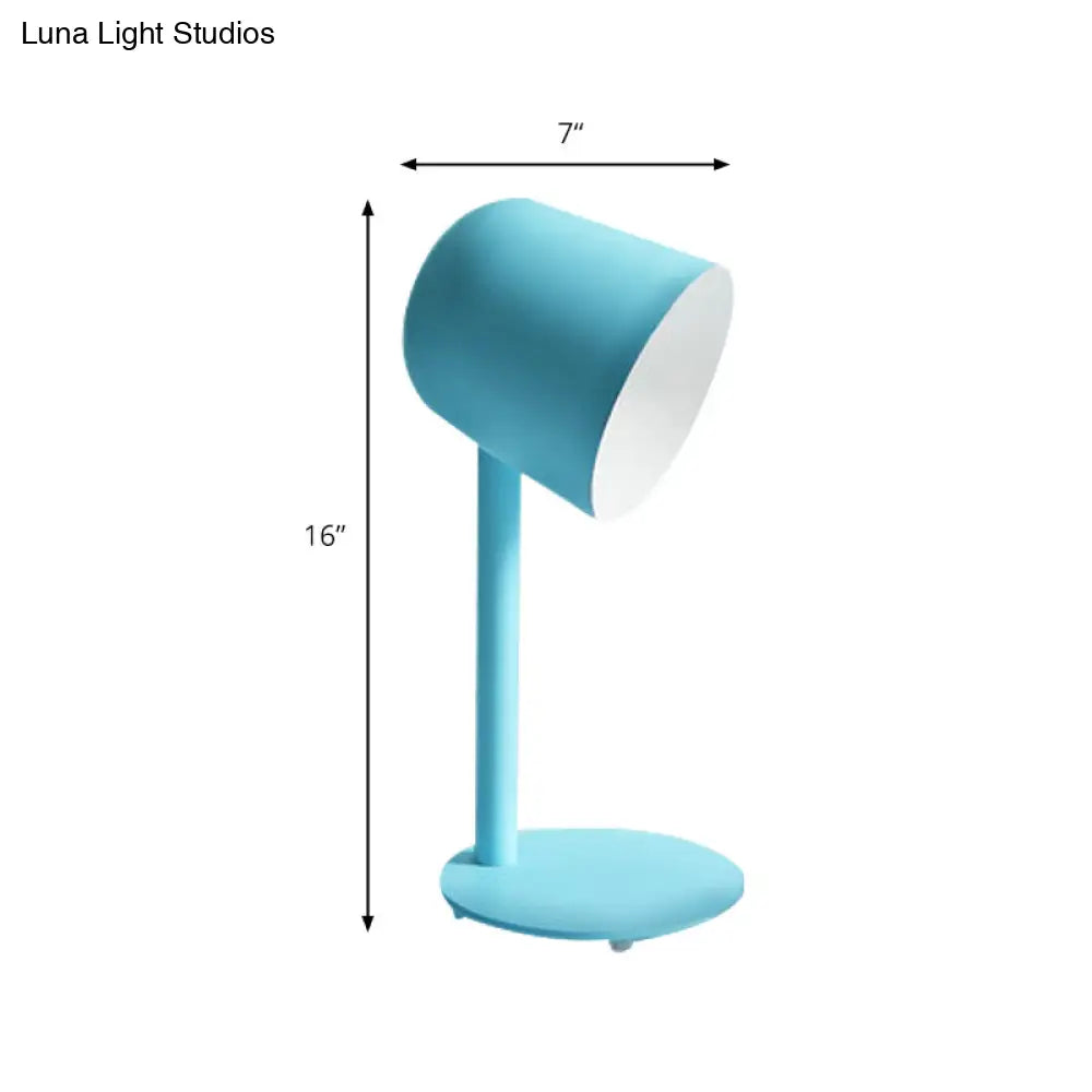 Macaron Style Study Room Desk Lamp - Dome Metallic Shade Gray/White Lighting With 1 Light