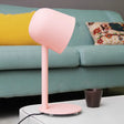 Macaron Style Study Room Desk Lamp - Dome Metallic Shade Gray/White Lighting With 1 Light Pink