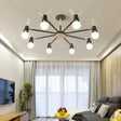 Macaron Sweet Cone Game Room Chandelier - Metal 8-Light Hanging Light With Antlers Grey