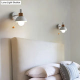 Macaron Wall Lamp With Domed Metal Shade - White/Pink/Yellow