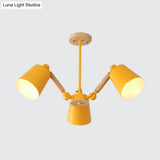 Macaron Wood Ceiling Light: Stylish Bedroom Chandelier For Girls With Adjustable Arm