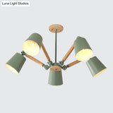 Macaron Wood Ceiling Light: Stylish Bedroom Chandelier For Girls With Adjustable Arm