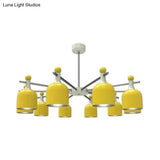 Macaron Yellow Cup Shade Chandelier: Unique Hanging Light For Living Room Or Kindergarten