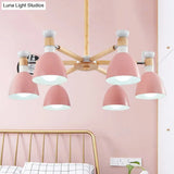 Macaroon Dome Hanging Light Fixture With 6 Bulbs - Elegant Living Room Lamp